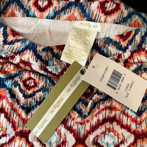 MATTY M Women's Colorful Coral Patterned Knit Stretch Skirt - Size XS - NWT - Picture 5 of 5